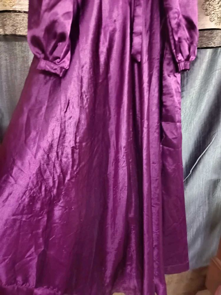 Purple Satin Ethnic Gown