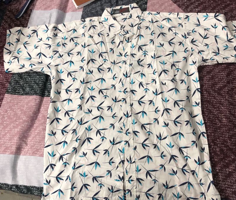 Men's White Bamboo Print Shirt
