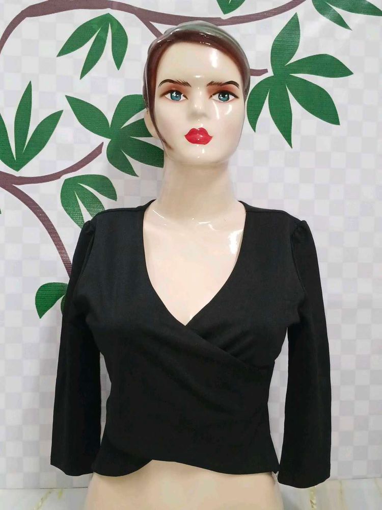 (300)Black Wrap Top
