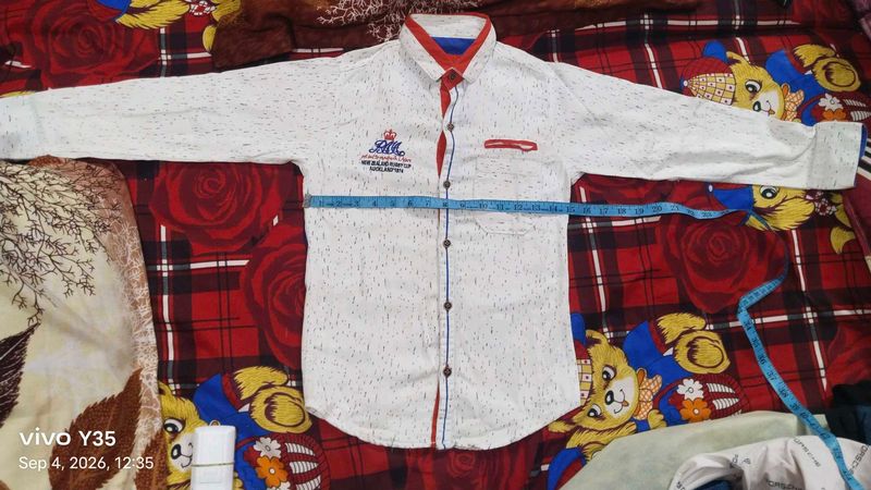 boys/kids White Printed Full Sleeve Shirt