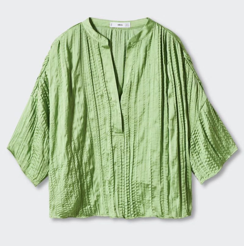 Mango - Green Textured Blouse