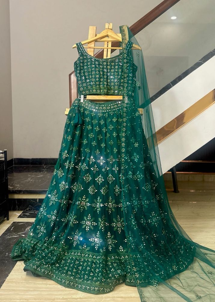 Emerald Green Embellished Lehenga Choli