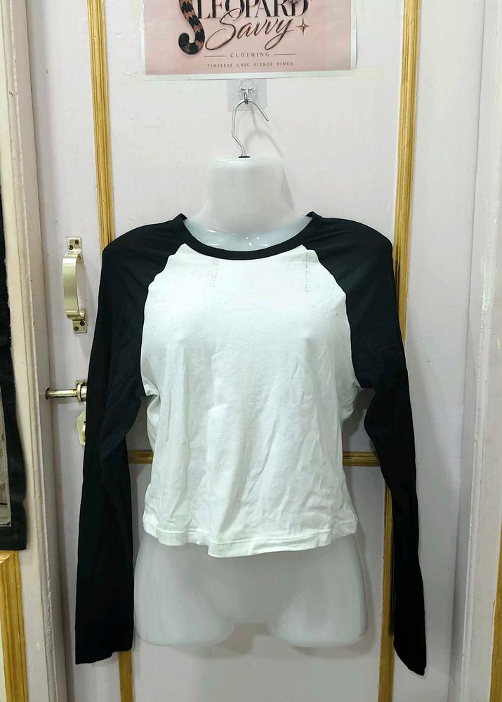 White &amp; Black Baseball Tee