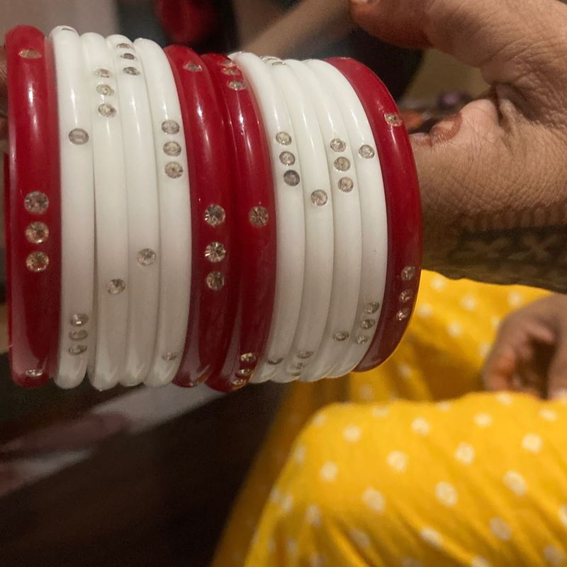 Red &amp; White Bangles