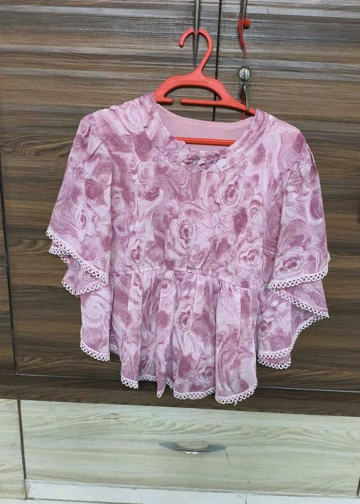Pink Floral Peplum Top