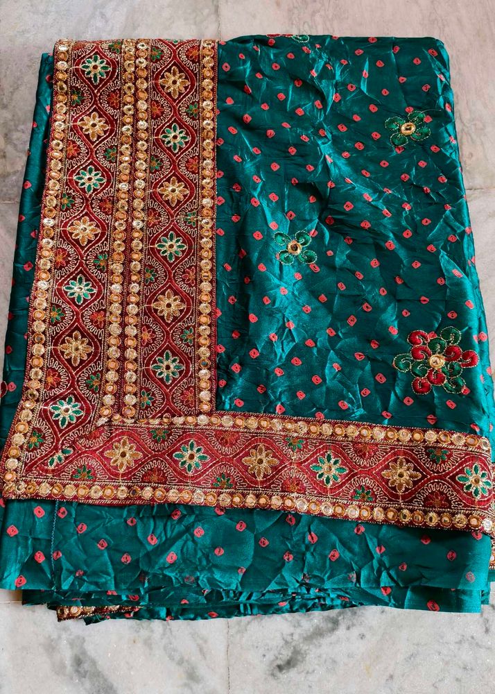 Stunning Teal Embroidered Saree