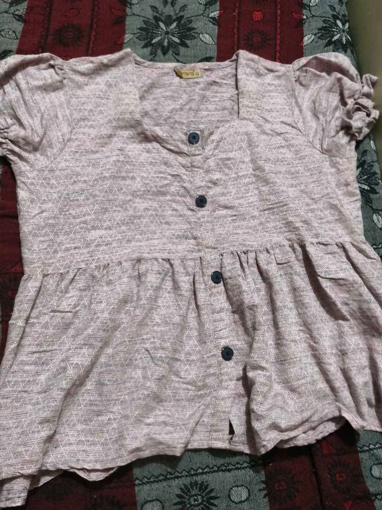 Cute Button-Up Peplum Top