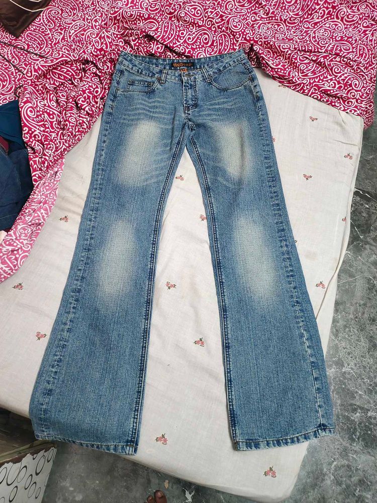 Flared Blue Denim Jeans