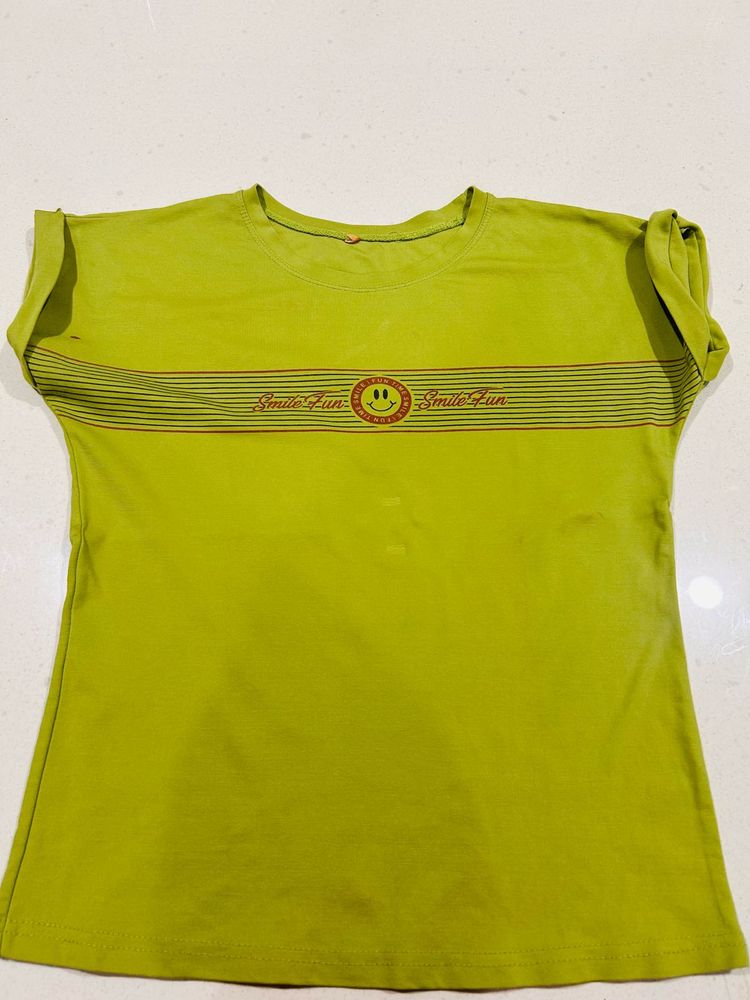 Lime Green Smiley Face T-Shirt