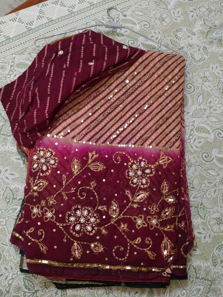 Elegant Sequined Ombre Saree
