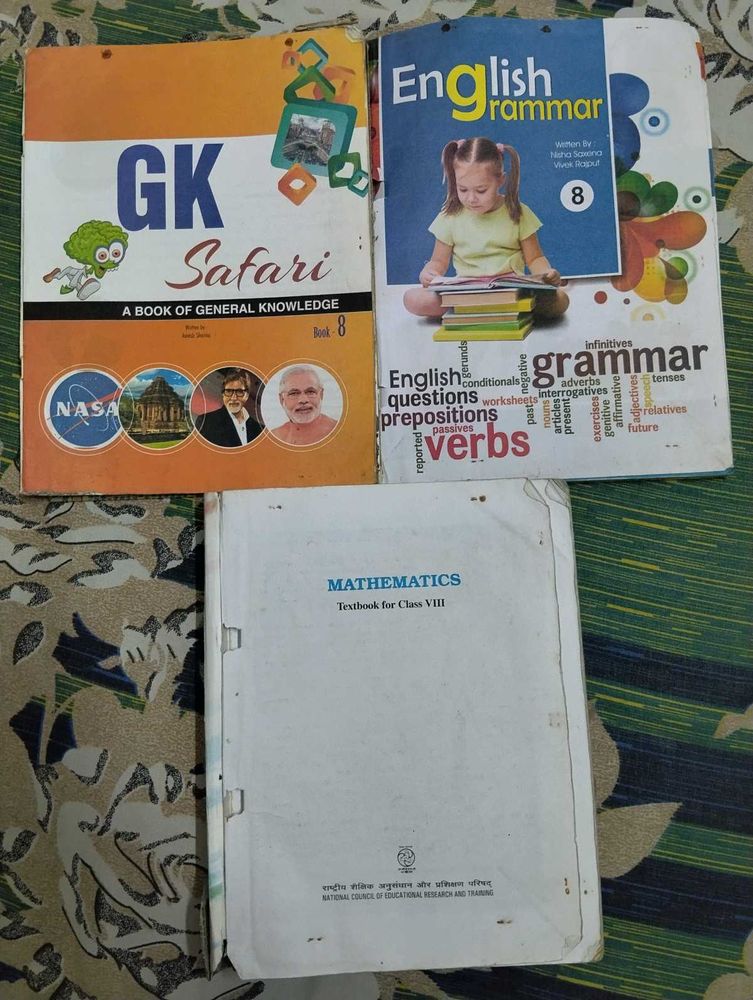 Class 8 Textbooks - GK, English Grammar, Maths