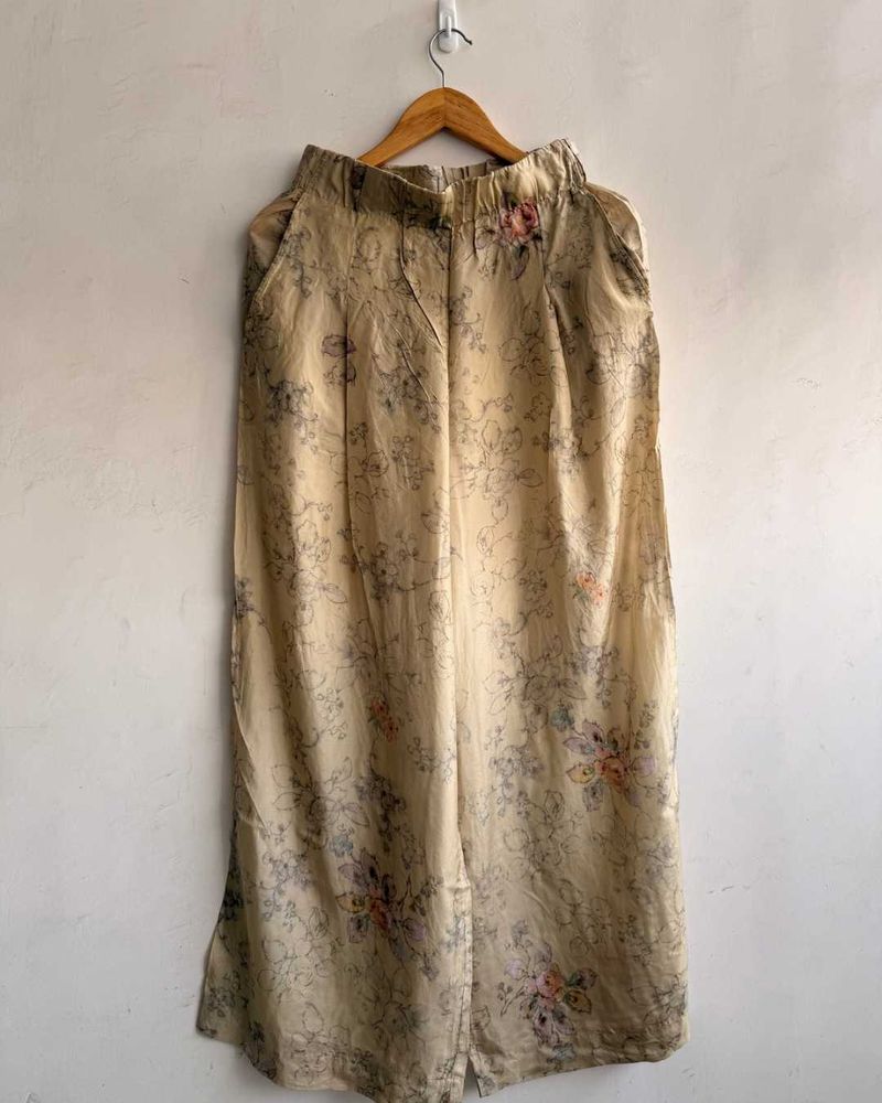 100% Silk Floral Print Palazzo Pants