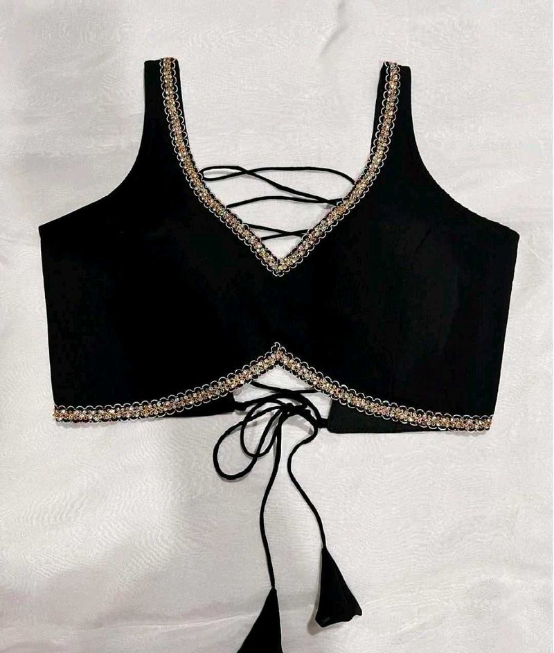 Stylish Black Lace-Up Blouse