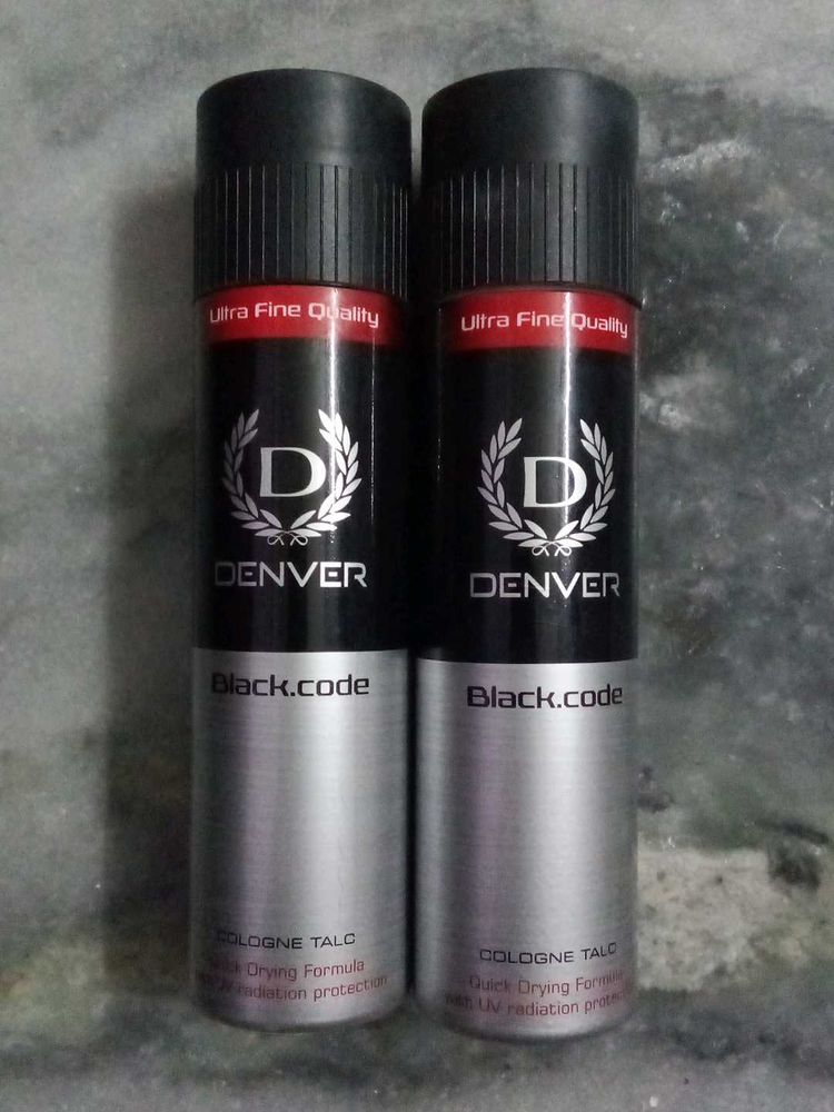 pack of 2 Denver Black Code Cologne Talc