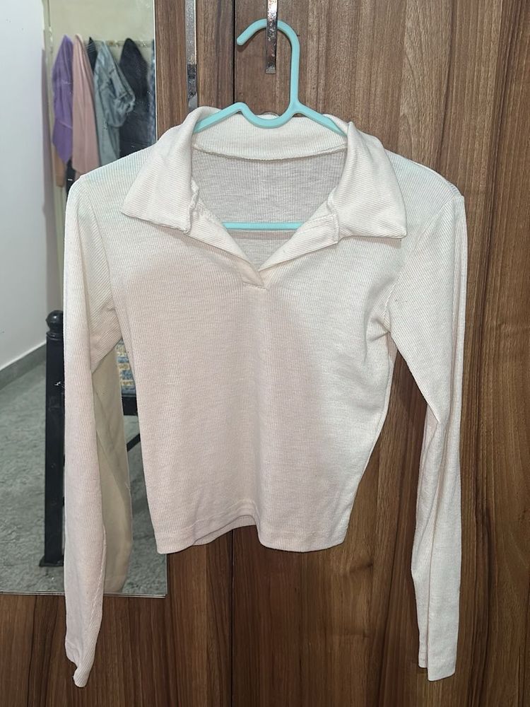 Stylish White Long Sleeve Top