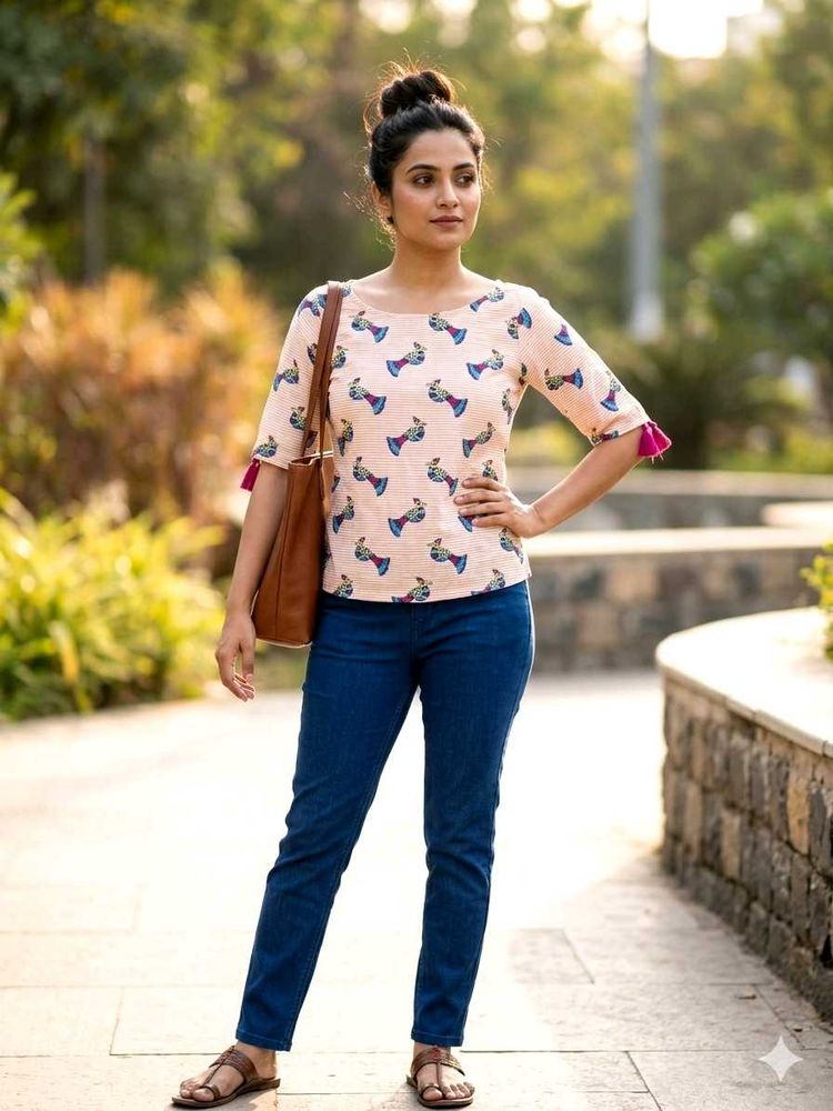 Women's Printed Kurta with Tassels