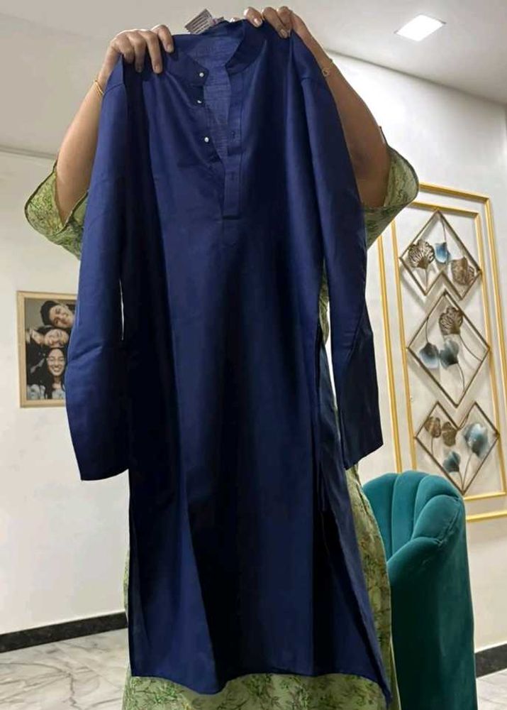 Men's Navy Blue Kurta and Pants Set