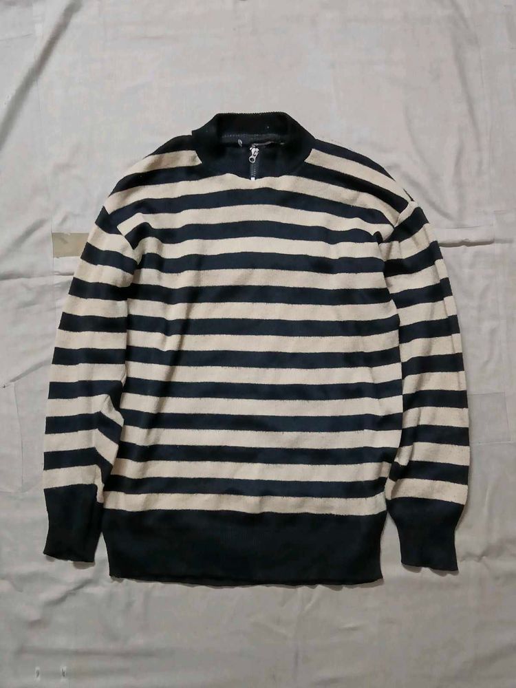 Striped Quarter Zip Sweater