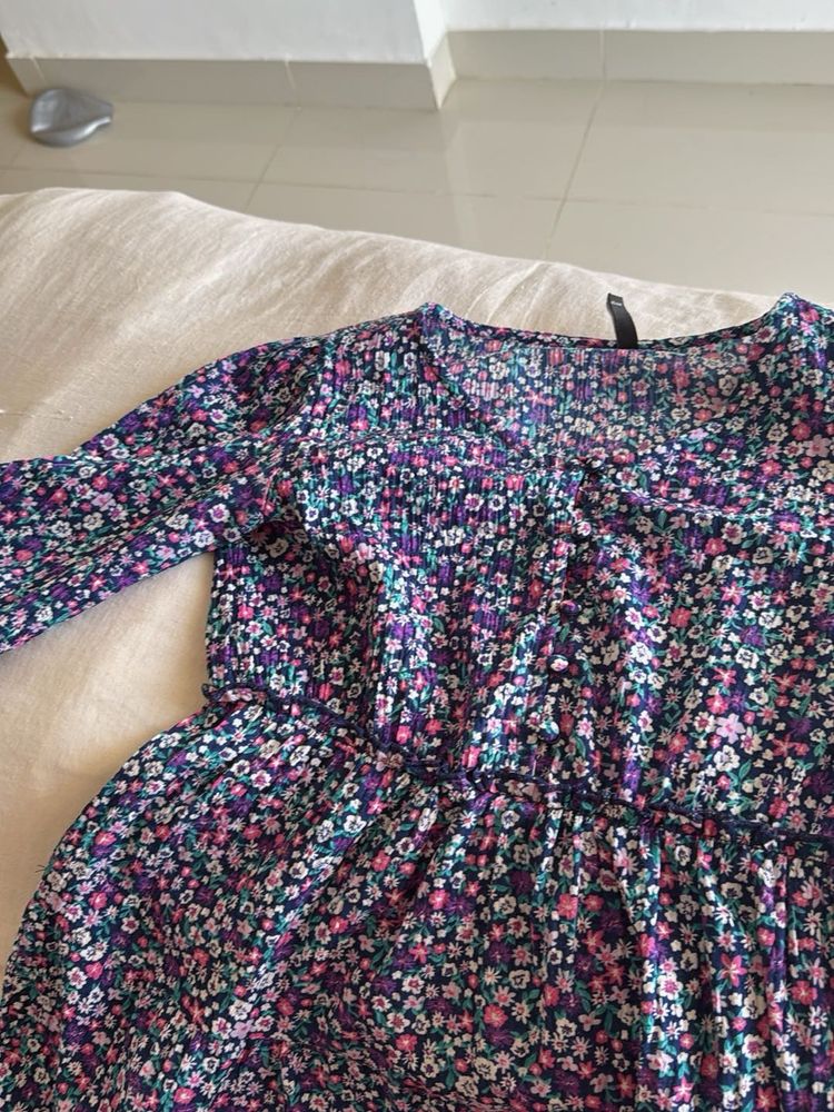 Floral Print Long Sleeve Dress