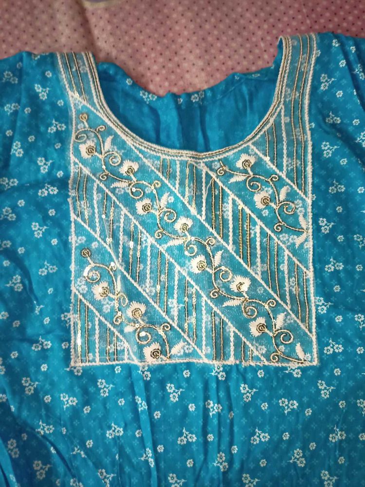 Embroidered Teal Kurta