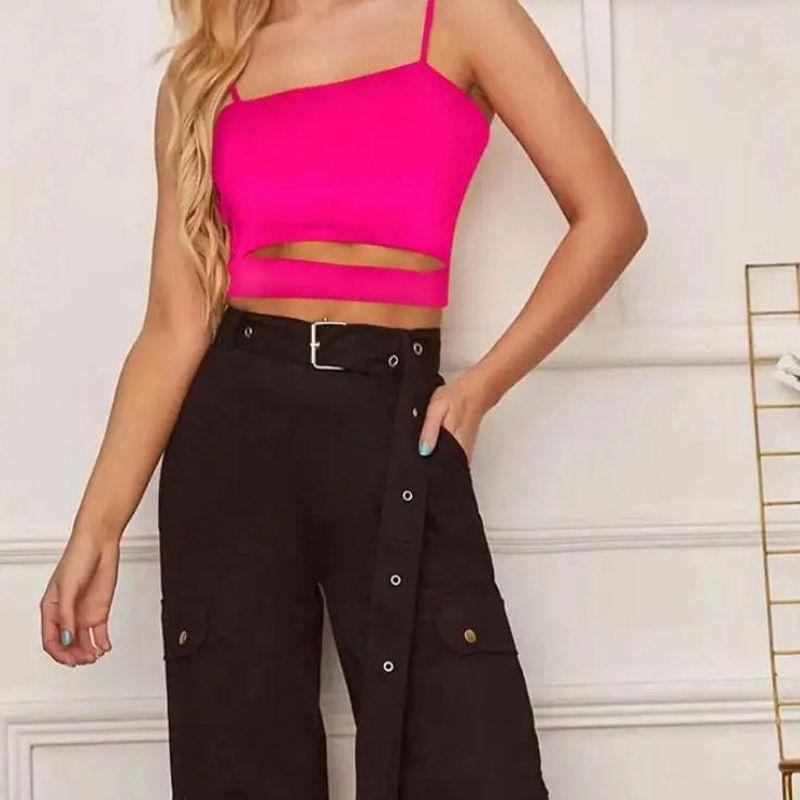 Hot Pink Cutout Crop Top(S,M)