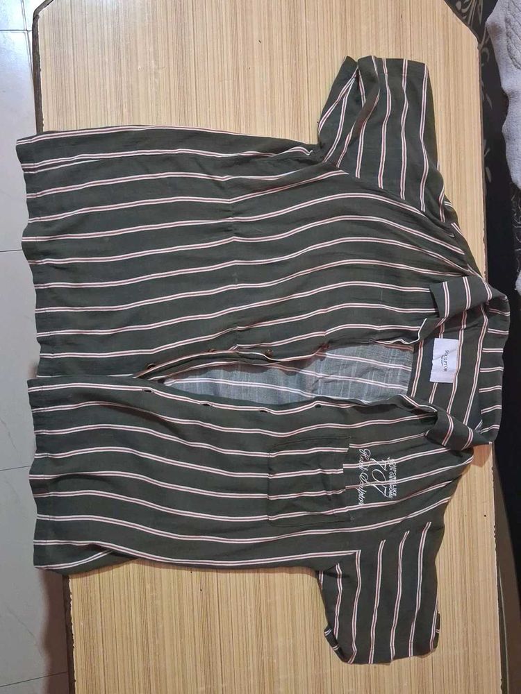 Striped Button-Up Shirt