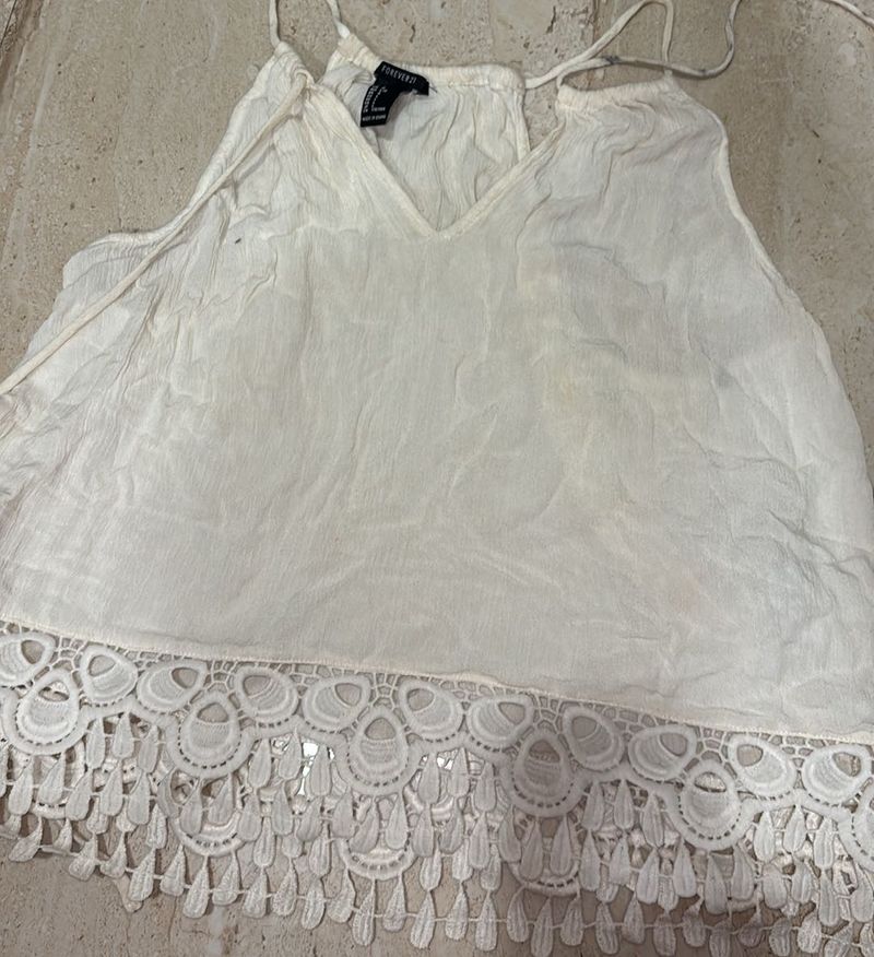 Forever 21 White Lace Tank Top
