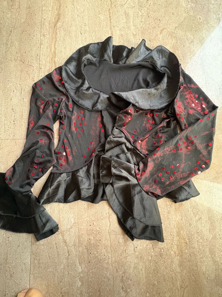 Elegant Black &amp; Red Embellished Blouse