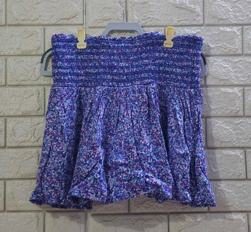 Smocked Floral Mini Skirt