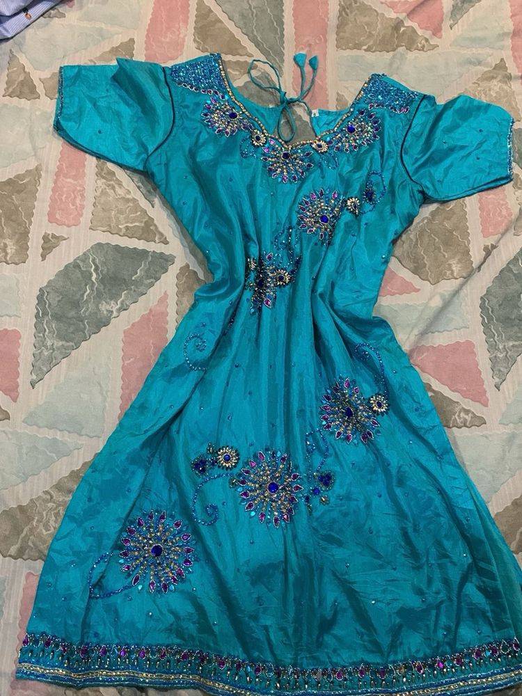 Elegant Teal Embellished kurti🎀