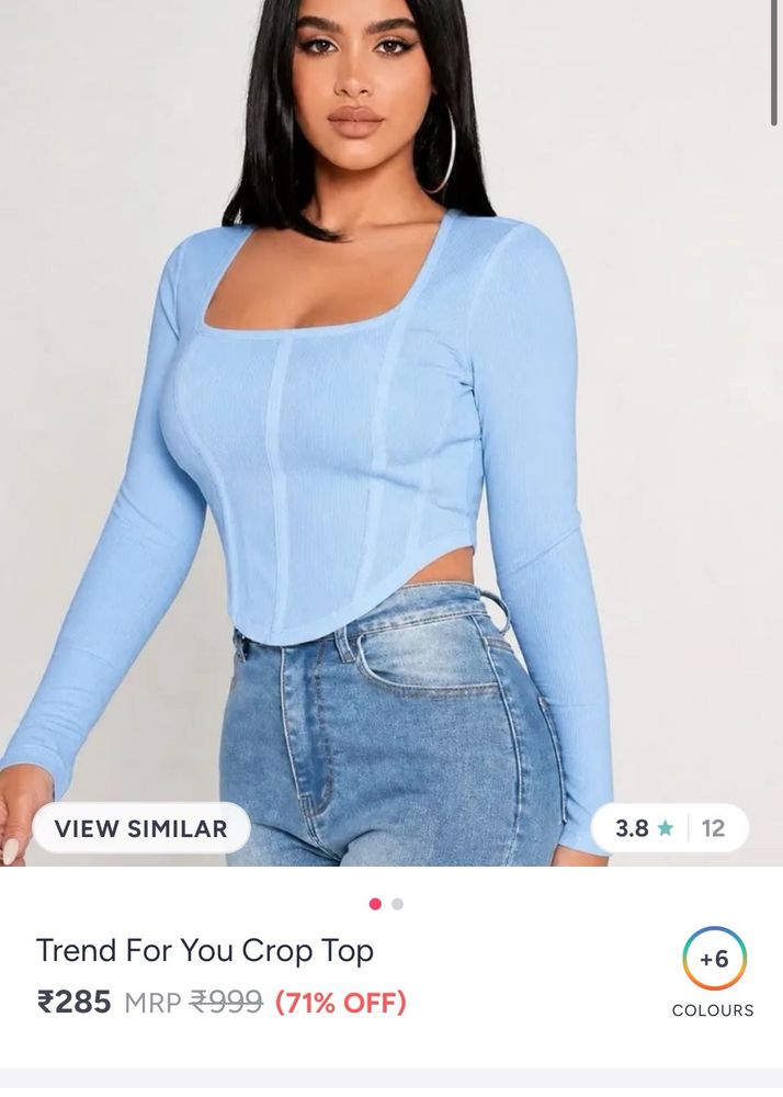 Light Blue Corset Crop Top