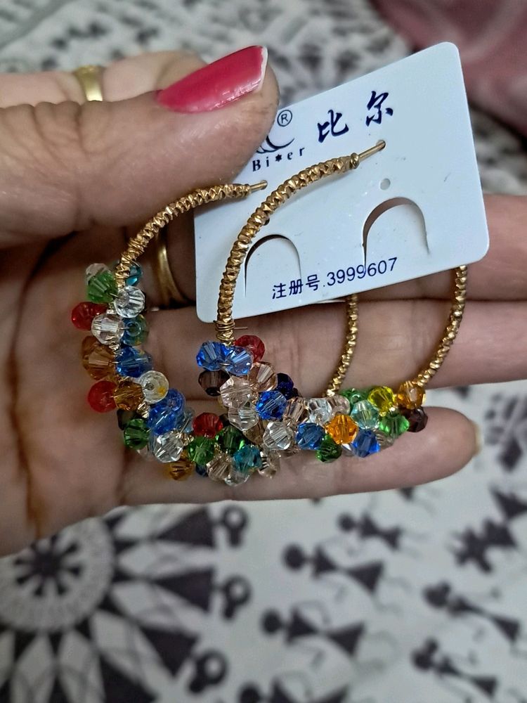 Combo Of Beautiful Crysta Hoops and Bracelet