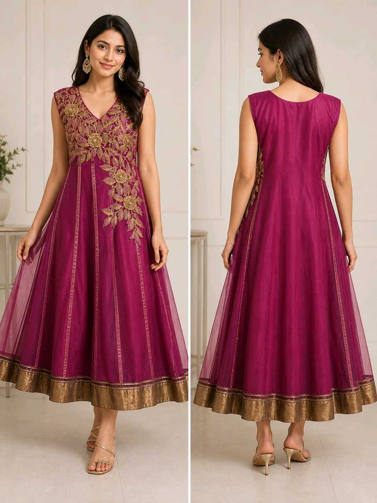 Gorgeous Pink &amp; Gold Embellished Kurta Set