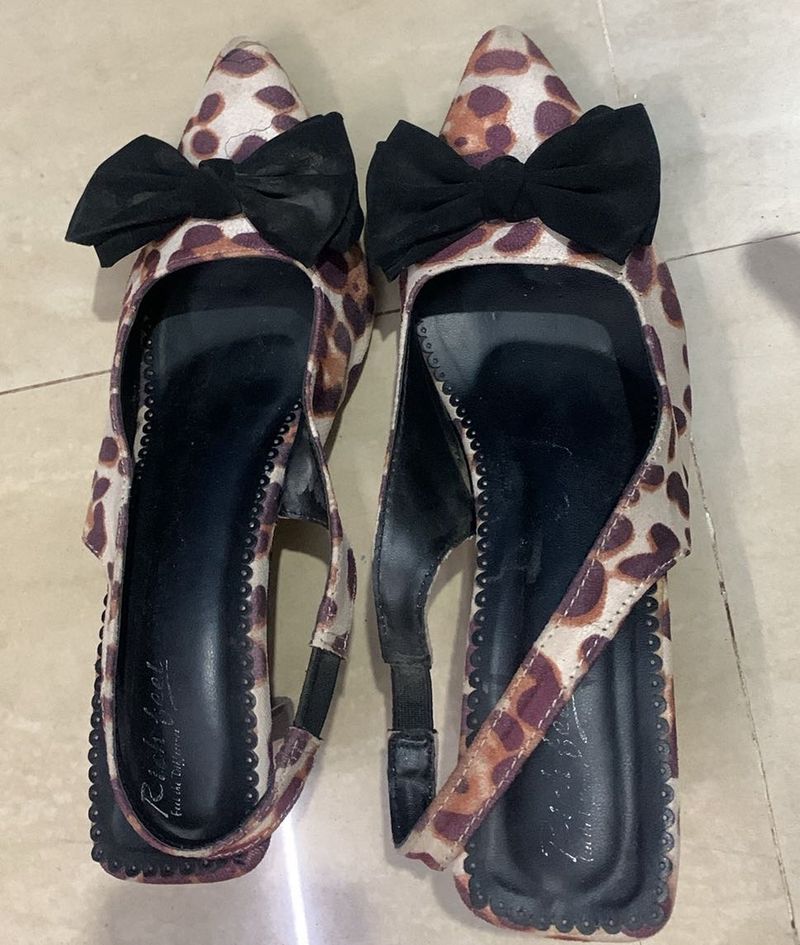 Animal Print Bow Slingbacks