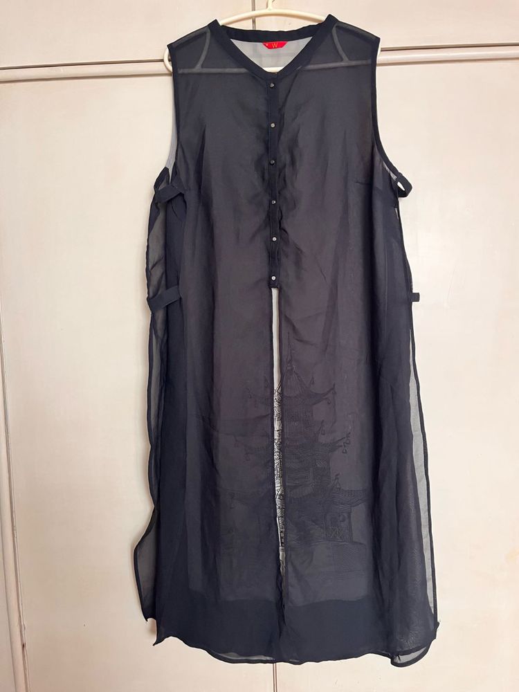 black long sheer top