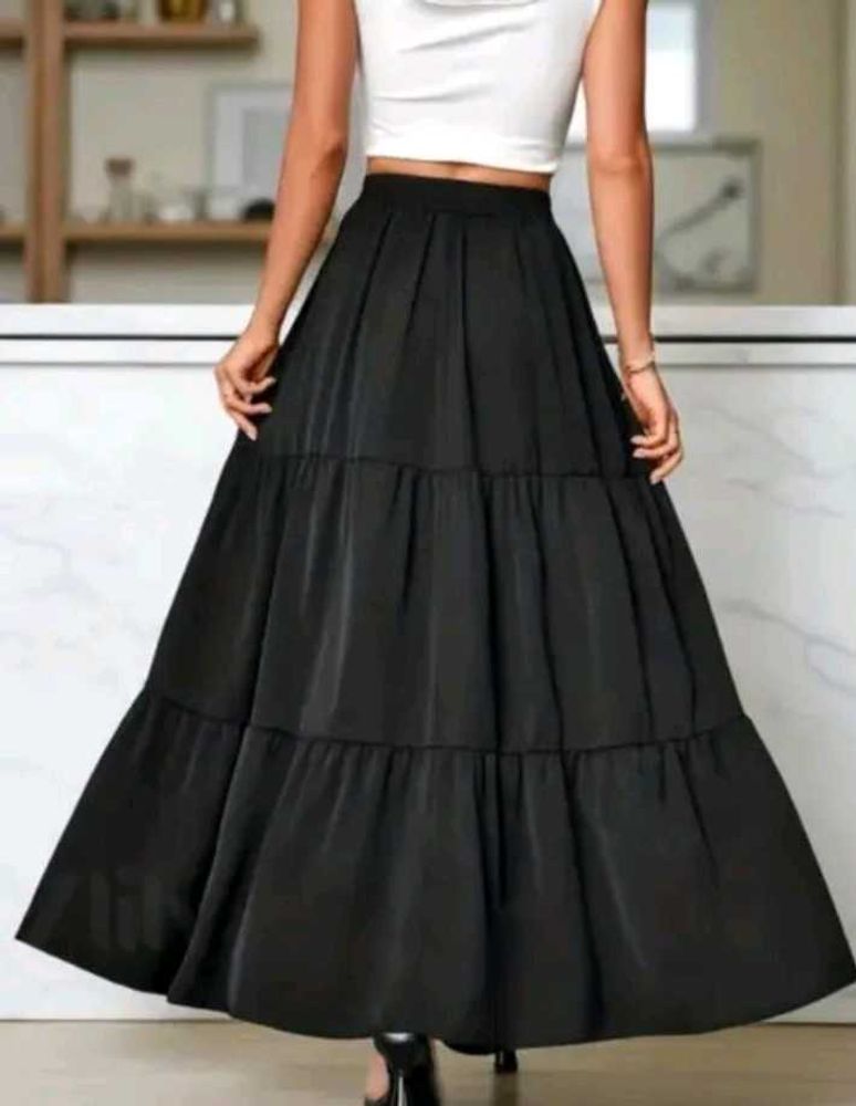 Elegant Black Tiered Maxi Skirt