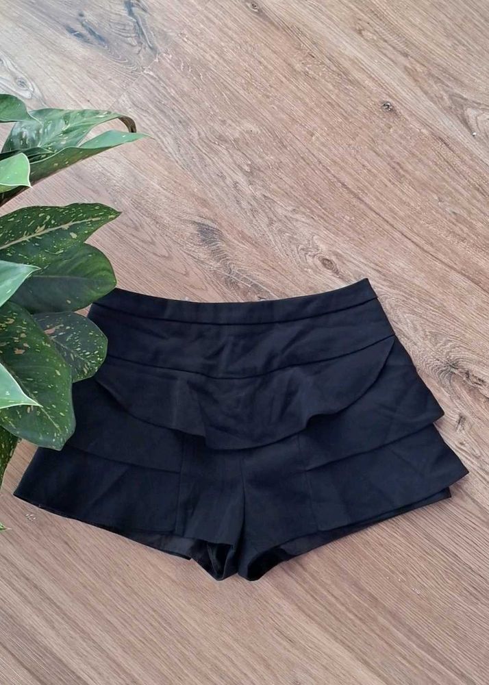 Black Tiered Ruffle Shorts