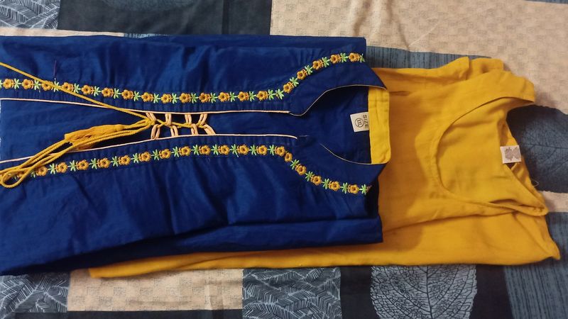 Vintage Blue &amp; Mustard Two-Piece Set