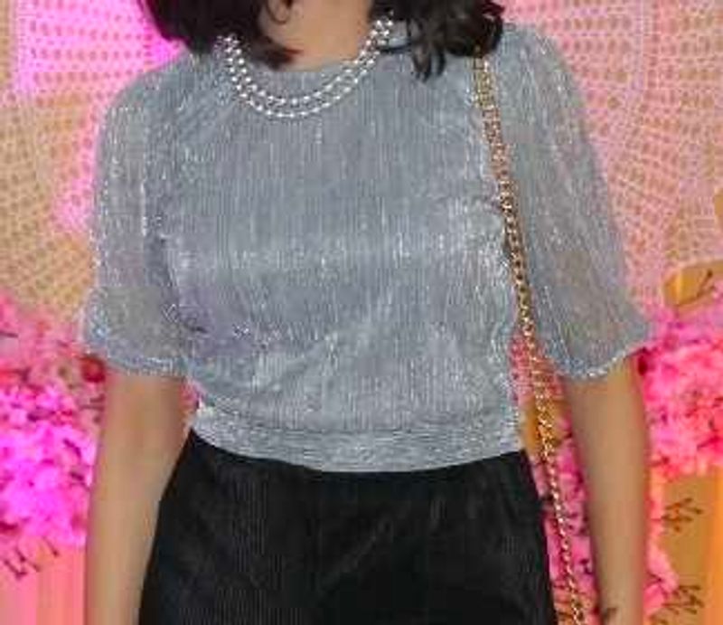 Sparkling Silver Party Top