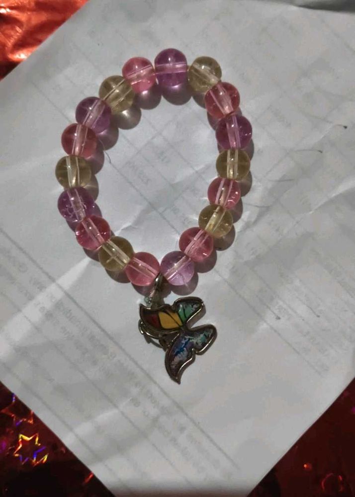 Beaded Bracelet with Butterfly Charm