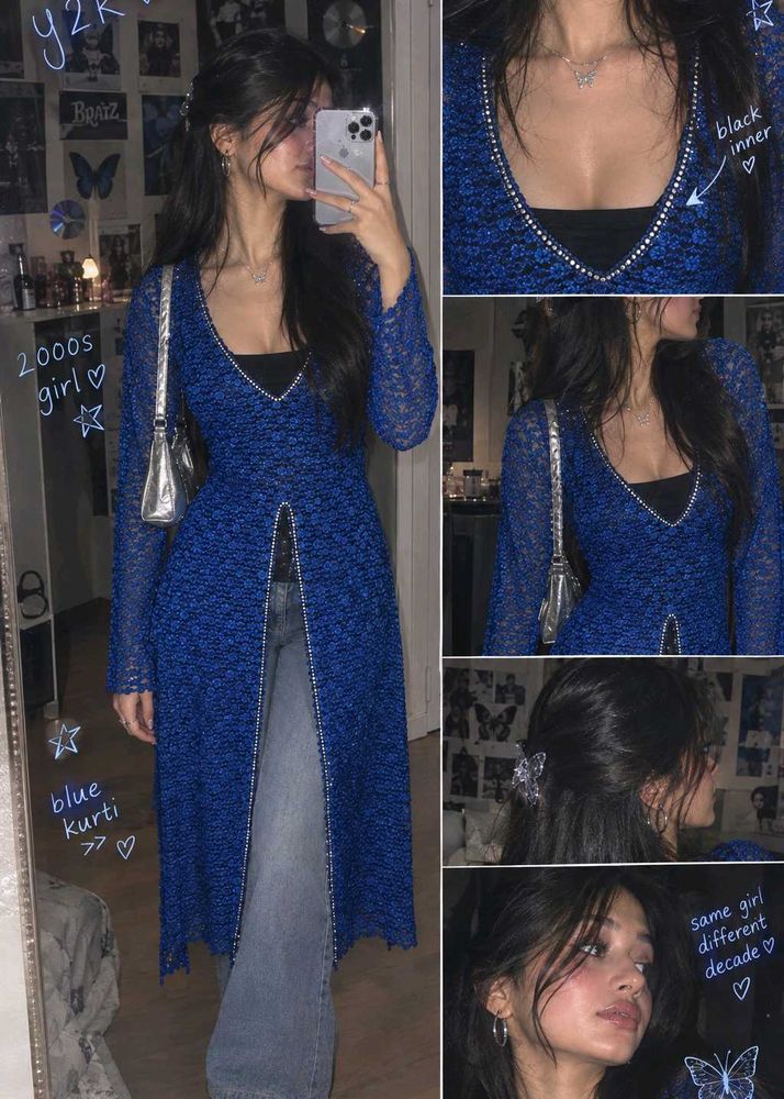 Y2k Rhinestone kurti💿