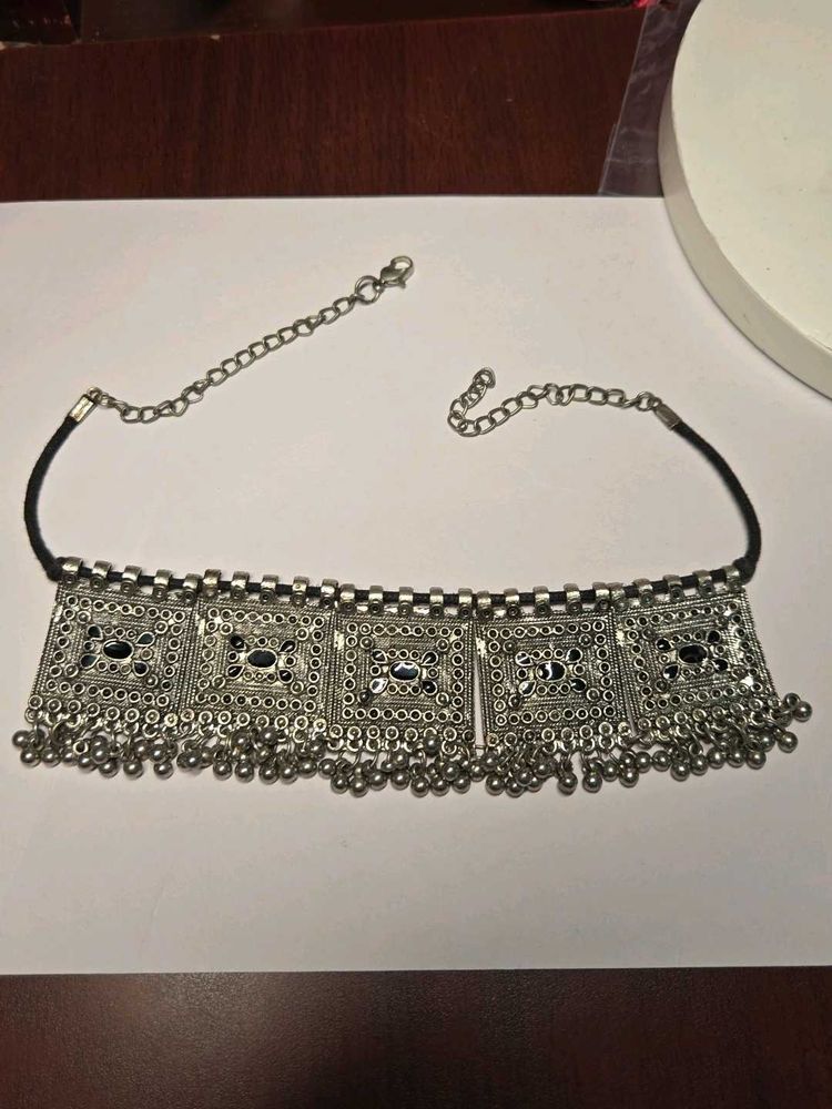 Navratri Silver Choker Necklace