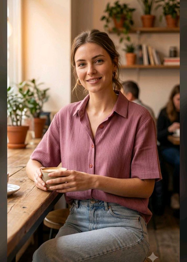 Stylish Pink Textured Button-Up Shirt