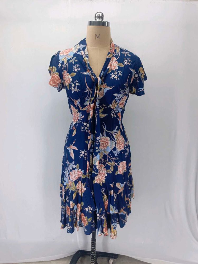 Blue Floral Print Dress