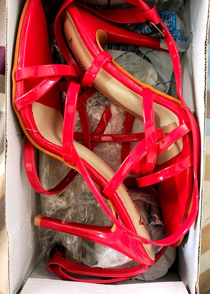 Stunning Red Strappy High Heels