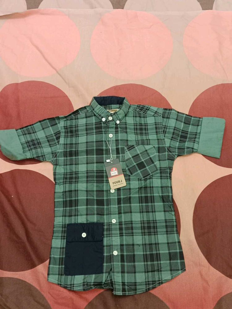 kids Green Plaid Button-Up Shirt