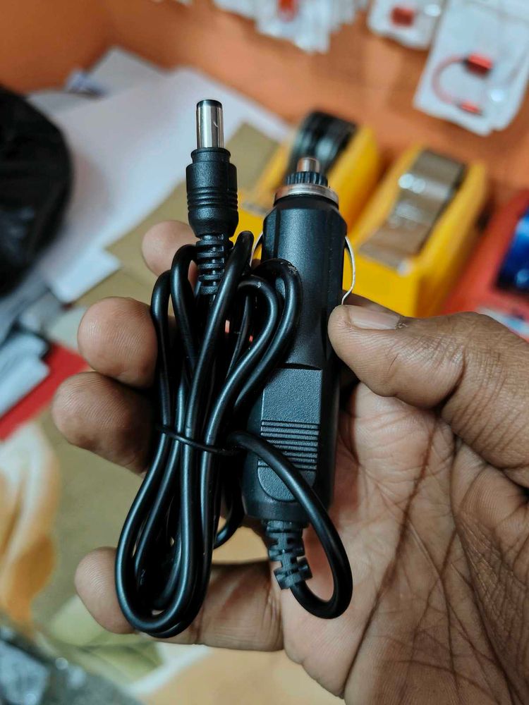 Car DC Power Adapter Cable with Wire - Black