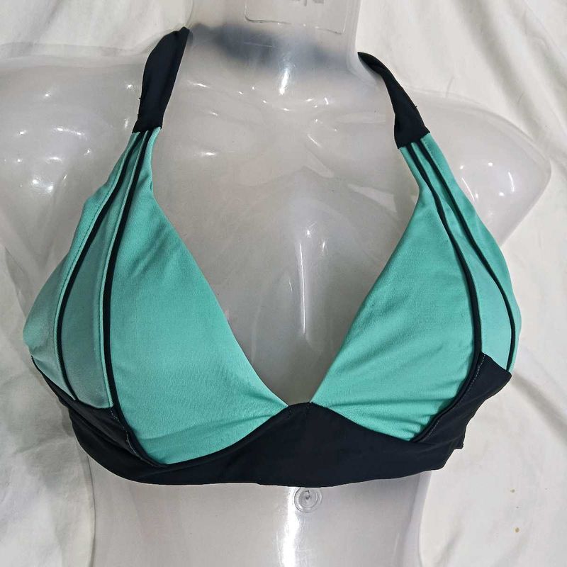 Teal &amp; Black 🪔Halter Bikini Top