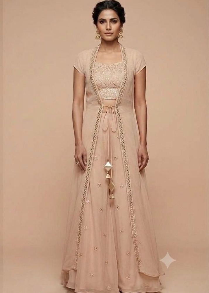 Elegant Peach 3-Piece Sharara/ Palazzo Set