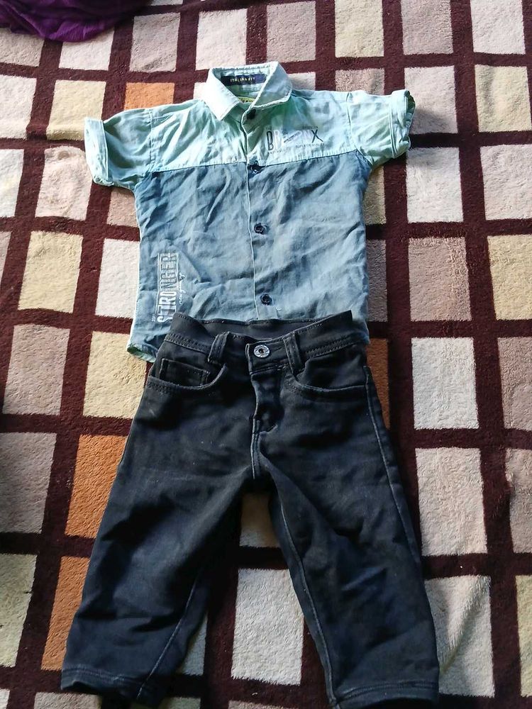 Boys Blue Shirt and Jeans Set